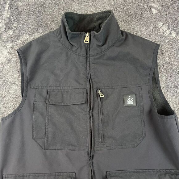 Duluth Alaskan Hardgear Cargo Fleece Vest Pockets Men's L Black Workwear - Picture 2 of 11